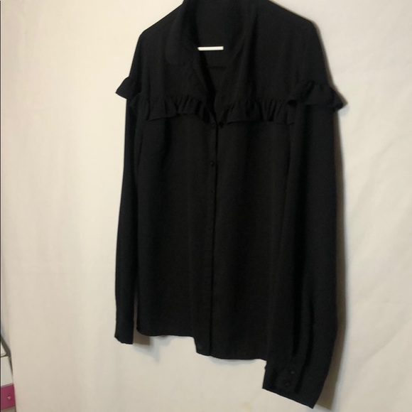 Black button down long sleeve top - Picture 2 of 5